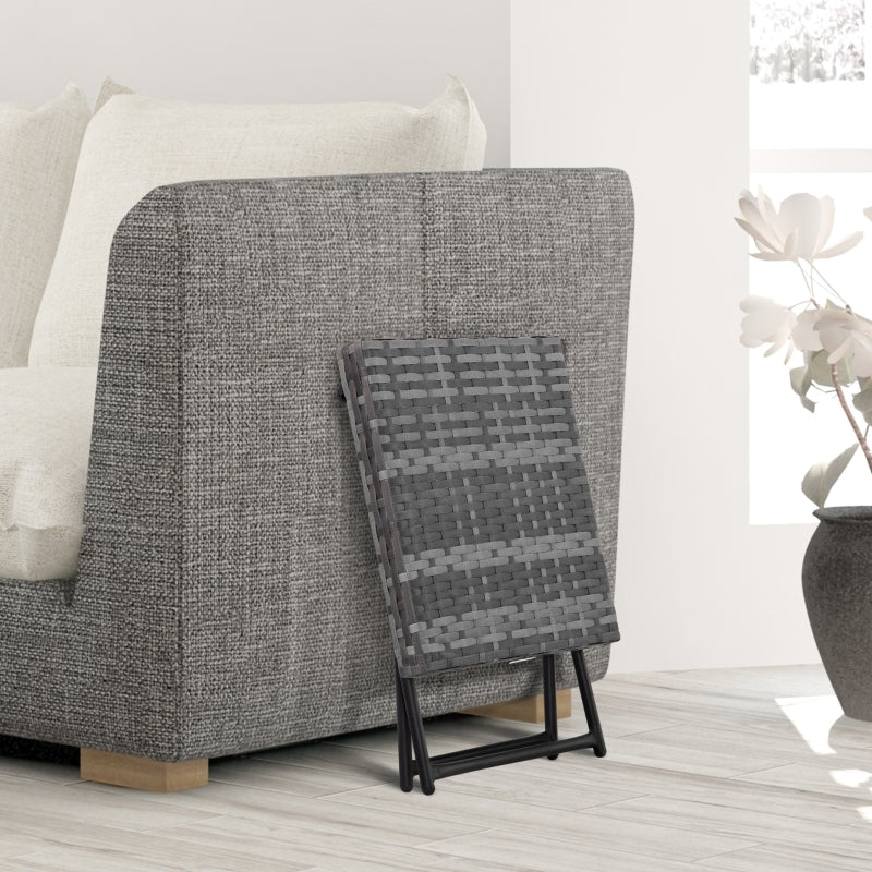 Grey Square Wicker Rattan Folding Table