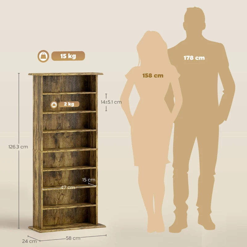 Rustic Brown 360 CD Storage Unit - Stylish Media Organizer for CDs, DVDs, and Games - Space-Saving Design