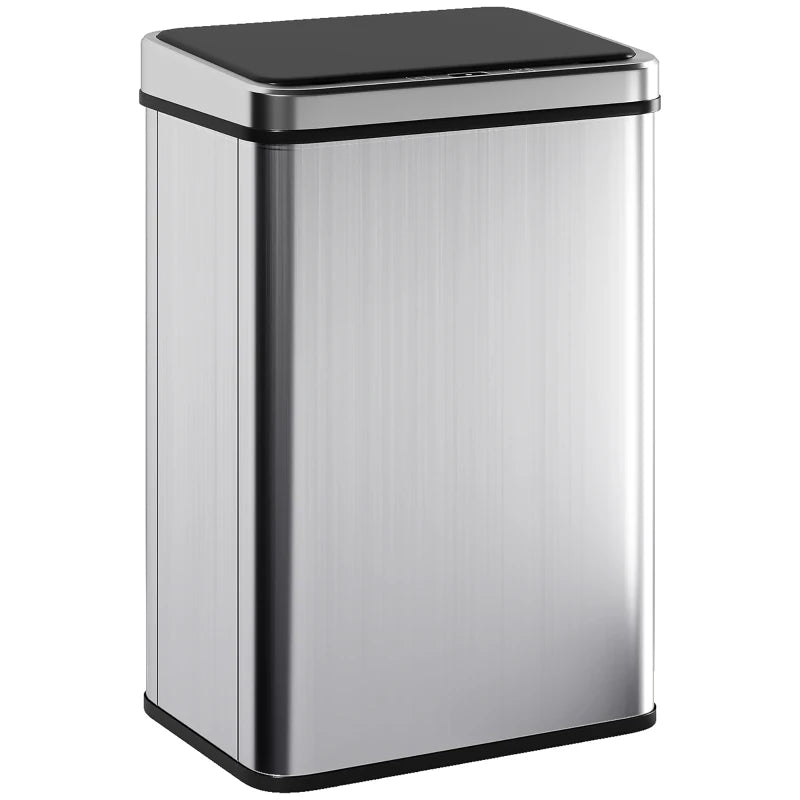 40L Touchless Sensor Bin with Soft-Close Lid - Fingerprint Resistant Stainless Steel Trash Can for Kitchen, Office & Gym - Silver