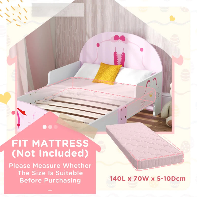 Ballet Theme Toddler Bed Frame with Safety Rails - Pink, Perfect for Ages 3-6, Stylish & Safe Sleep Solution