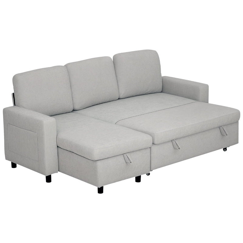Light Grey L-Shaped Sofa Bed with Storage Solution for Small Spaces