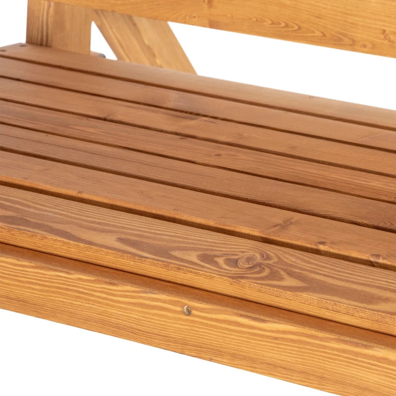 2 Seater Wooden Swing Bench With Adjustable Canopy