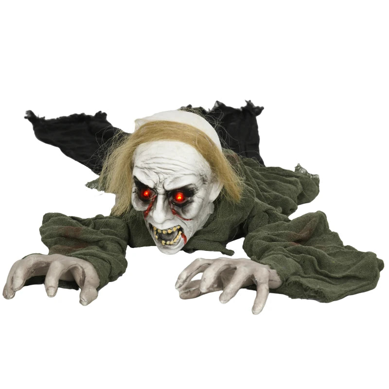 Crawling Zombie Outdoor Halloween Decoration 167 cm - Animated Prop with Sound Activation & Light Up Eyes for Spooky Decor