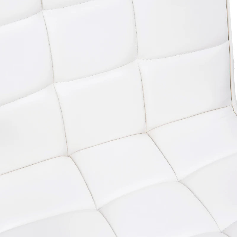 Vinsetto White Makeup Vanity Chair - PU Leather Mid Back Office Chair with Adjustable Height, Armrests & Rolling Wheels
