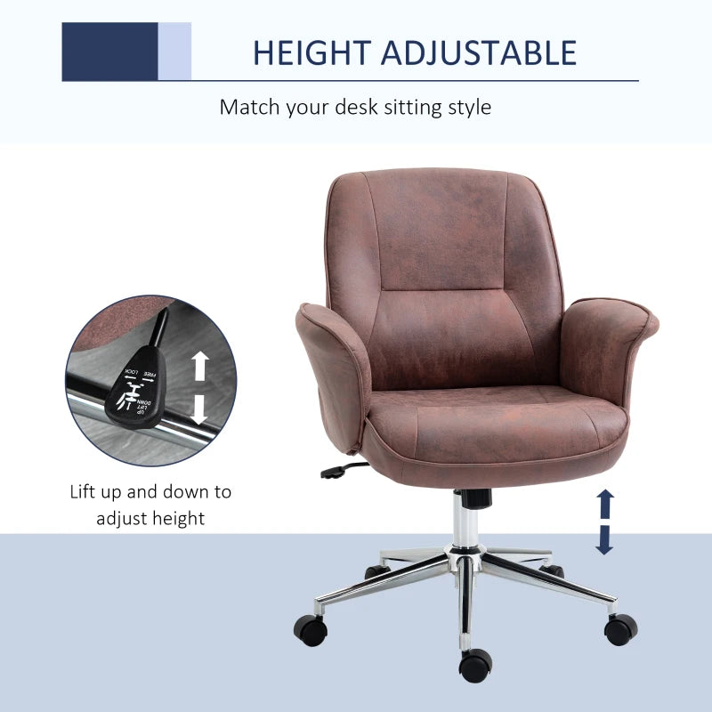 Vinsetto Red Office Chair - Ergonomic Swivel Desk Chair with Armrests & Rolling Wheels for Home & Work