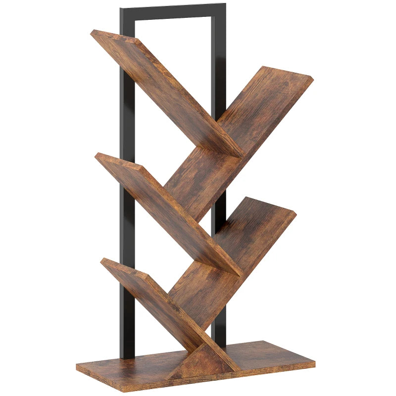 Unique Four-Section Tree Bookcase - Stylish Wood-Effect Storage Solution for Home or Office - Modern Design