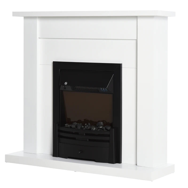 Modern Electric Fireplace Suite with LED Flames Remote Control Adjustable Heat Marble Surround