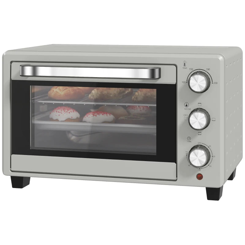 21L Mini Countertop Oven - Adjustable Temperature 100°C-230°C, Sleek Silver Design, Perfect for Baking & Cooking