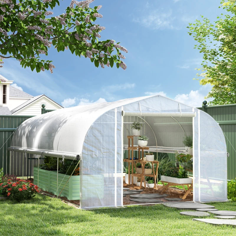 Spacious Walk-In Polytunnel Greenhouse with Zipped Sidewalls