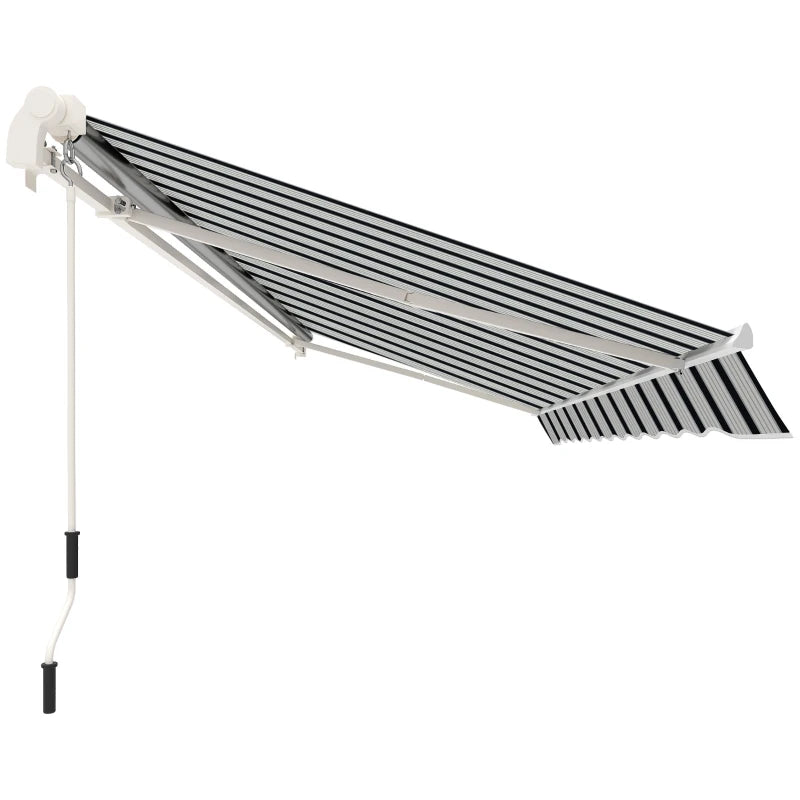 Blue and White Striped Retractable Awning Canopy (Manual)