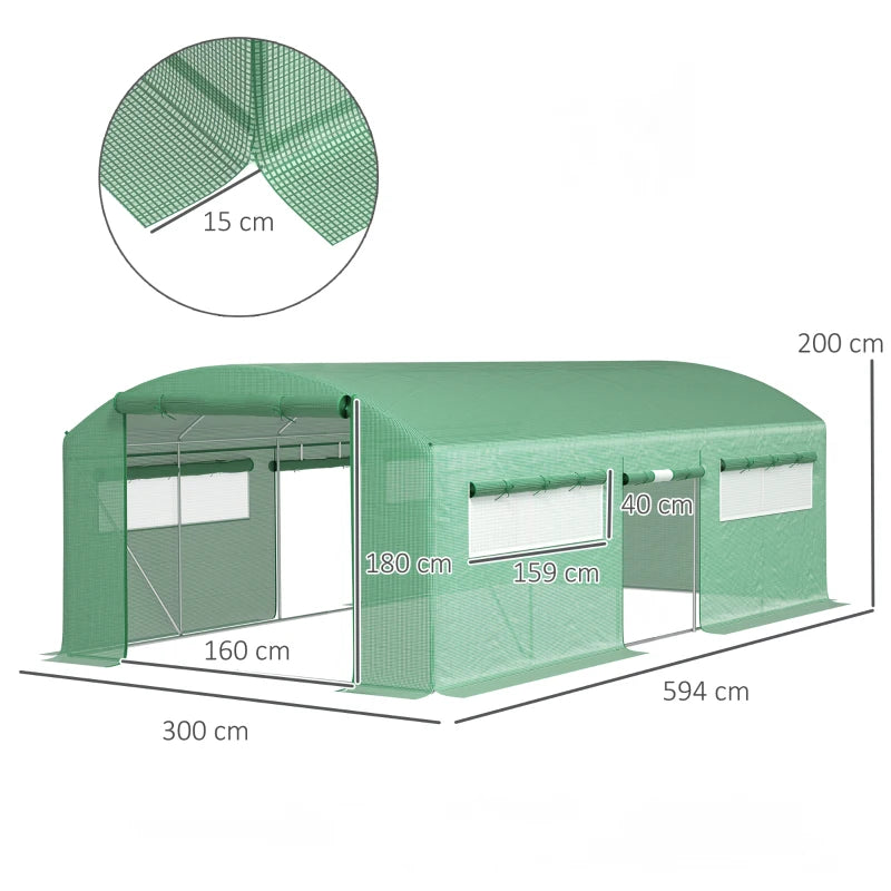 Green 19 x 9.8ft Walk-In Greenhouse