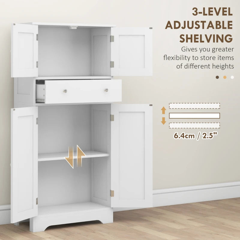 Multi-Storage Freestanding Kitchen Cabinet - Elegant White Design for Organized Kitchen Storage & Space Saving Solutions