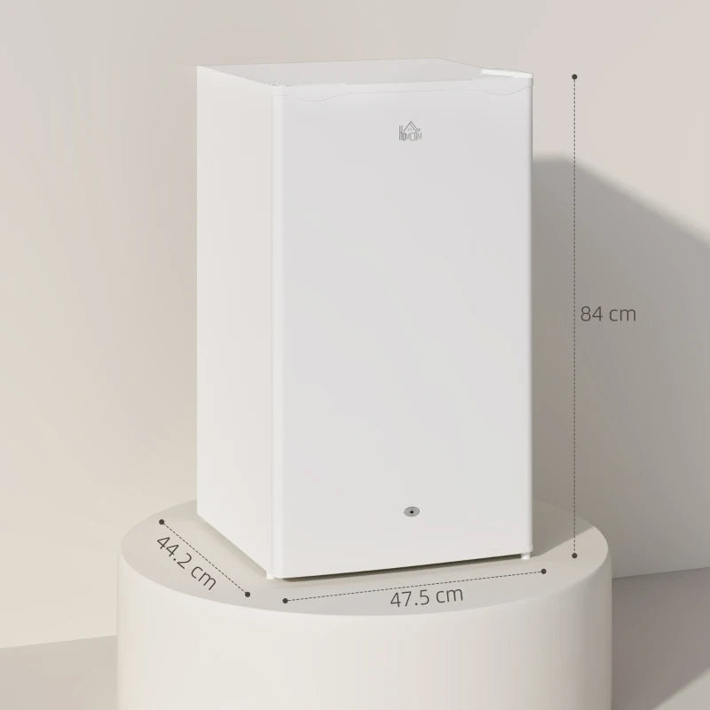 91L Freestanding Under-Counter Fridge with Lock - Compact White Refrigerator for Home, Office, or Bar Use