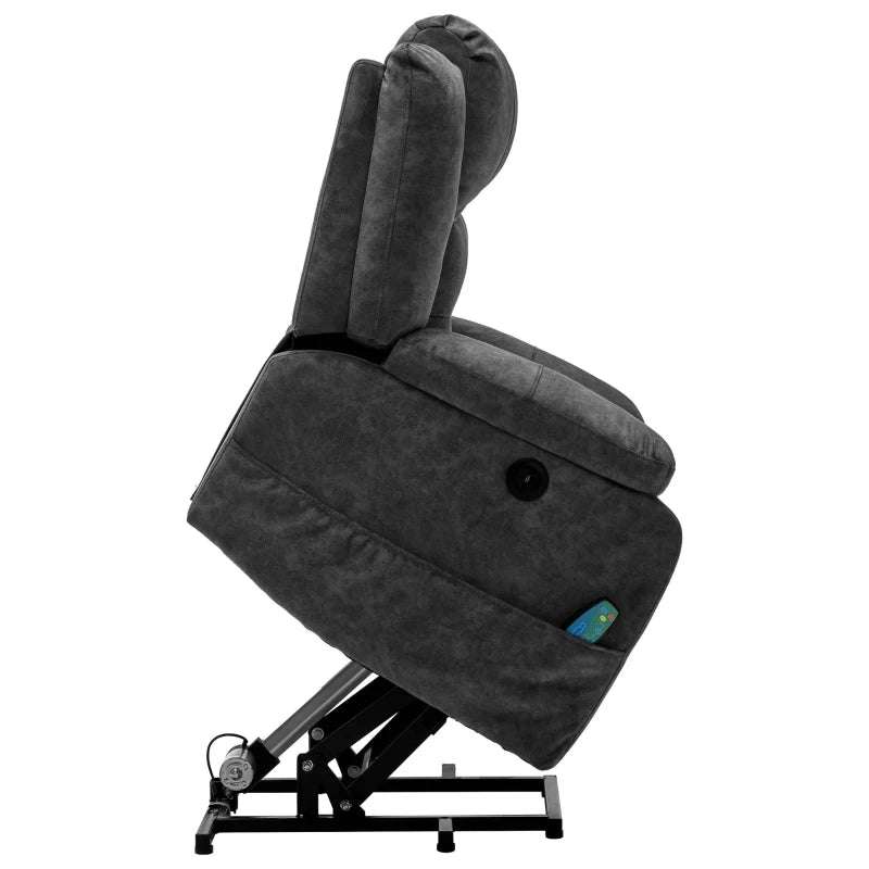 Electric Recliner Chair with Massage and Heating for Elderly, Grey Power Lift Armchair, 87x85x107 cm
