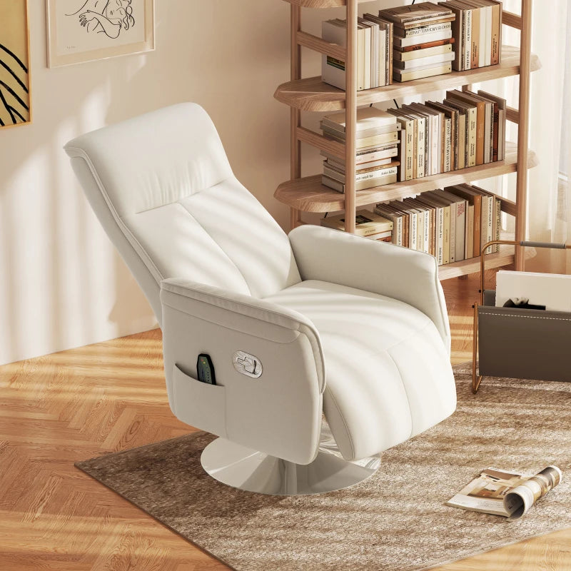 Cream 10-Point Massage Recliner Armchair for Ultimate Relaxation and Comfort
