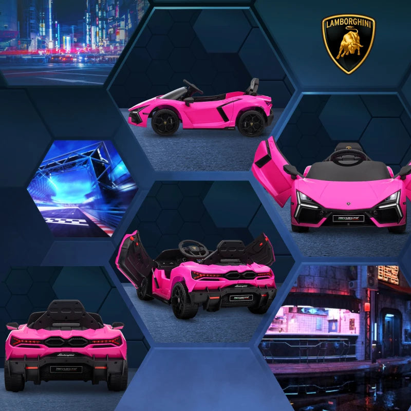 Licensed 12V Lamborghini Revuelto Ride On Car with Butterfly Doors and Remote Control Pink