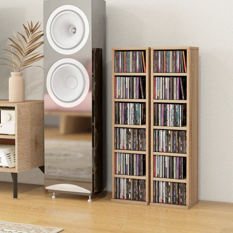 Set of 2 Wood-Effect 102 CD Storage Units - Stylish and Durable Media Organizers for Home or Office