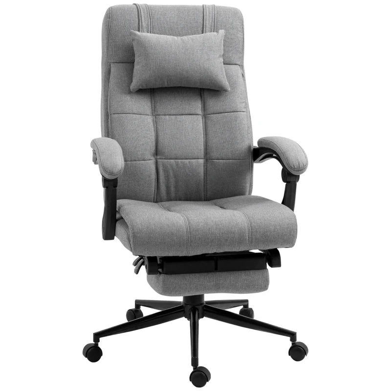 Vinsetto Ergonomic Office Chair with Footrest, Armrests, Lumbar Support & Headrest - Light Grey Comfort for Home & Office