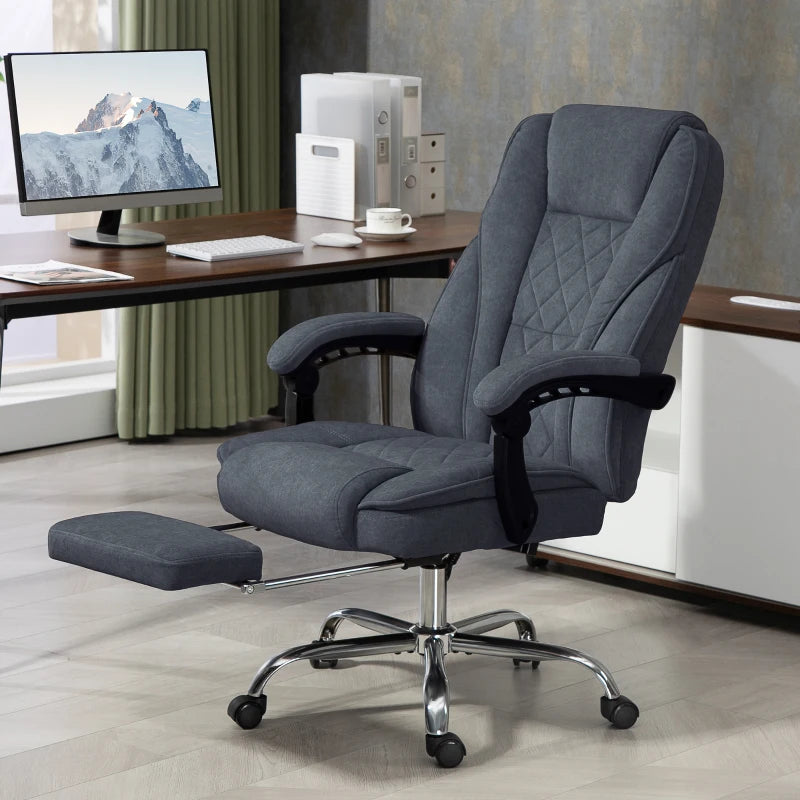 Vinsetto Heated Reclining Massage Office Chair with Adjustable Height & Footrest - Dark Grey Ergonomic Computer Chair