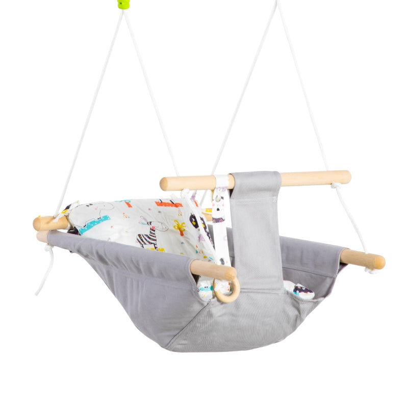 Grey Baby Swing Hammock Chair with Cotton-Padded Pillow