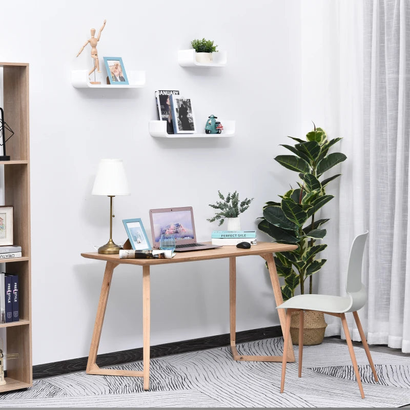 Set of 3 Floating Wall Shelves - Invisible Mounting for Bedroom & Living Room - Modern White Design