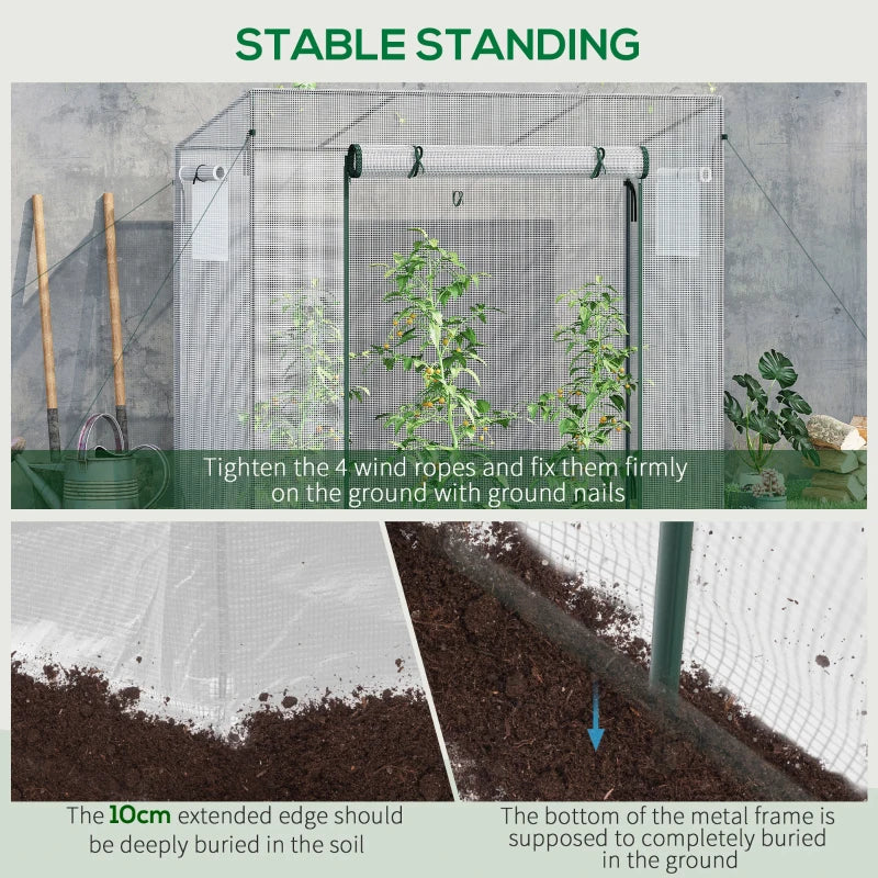 Green Walk-in Garden Greenhouse with Steel Frame