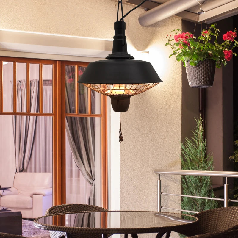 2100W Outdoor Halogen Electric Heater - Ceiling Mounted Patio Garden Warmer Light in Black - Perfect for Outdoor Comfort