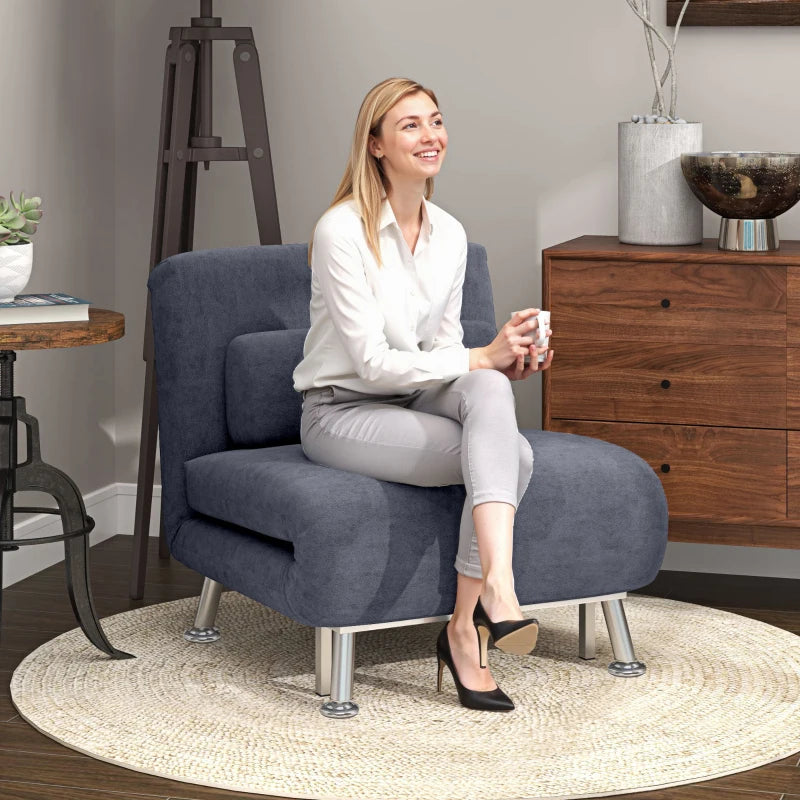 Charcoal Grey Velvet-Feel Sleeper Chair for Stylish and Comfortable Seating Solutions