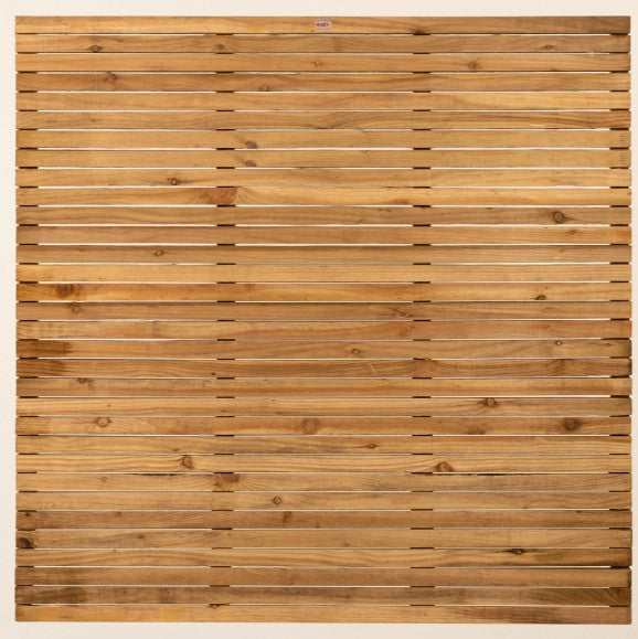 Horizontal - Treated Rough Sawn Slatted Fence Panel (10mm Spacings) - 1.8m Height x 1.8m Width