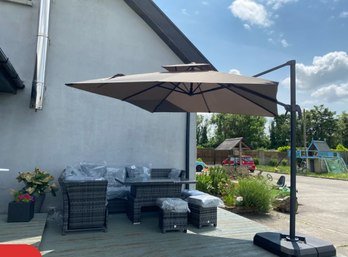 Grey Square Parasol With 360° Rotation