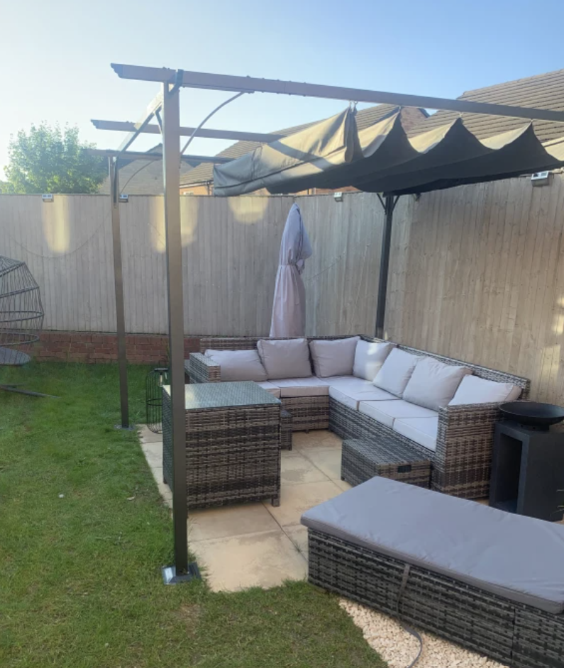 3m x 3m Metal Patio Gazebo With Grey Canopy