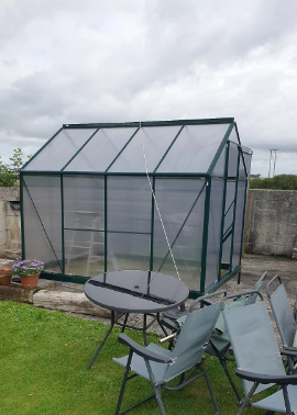 Dark Green 6x8ft Polycarbonate Walk-In Greenhouse with Slide Door and Window