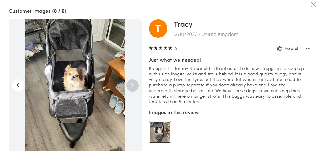 Grey Foldable Pet stroller - Dog Buggy with Three Wheels