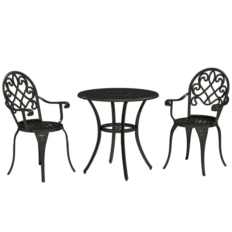 Elegant Black Aluminium Garden Set - 3-Piece Outdoor Furniture