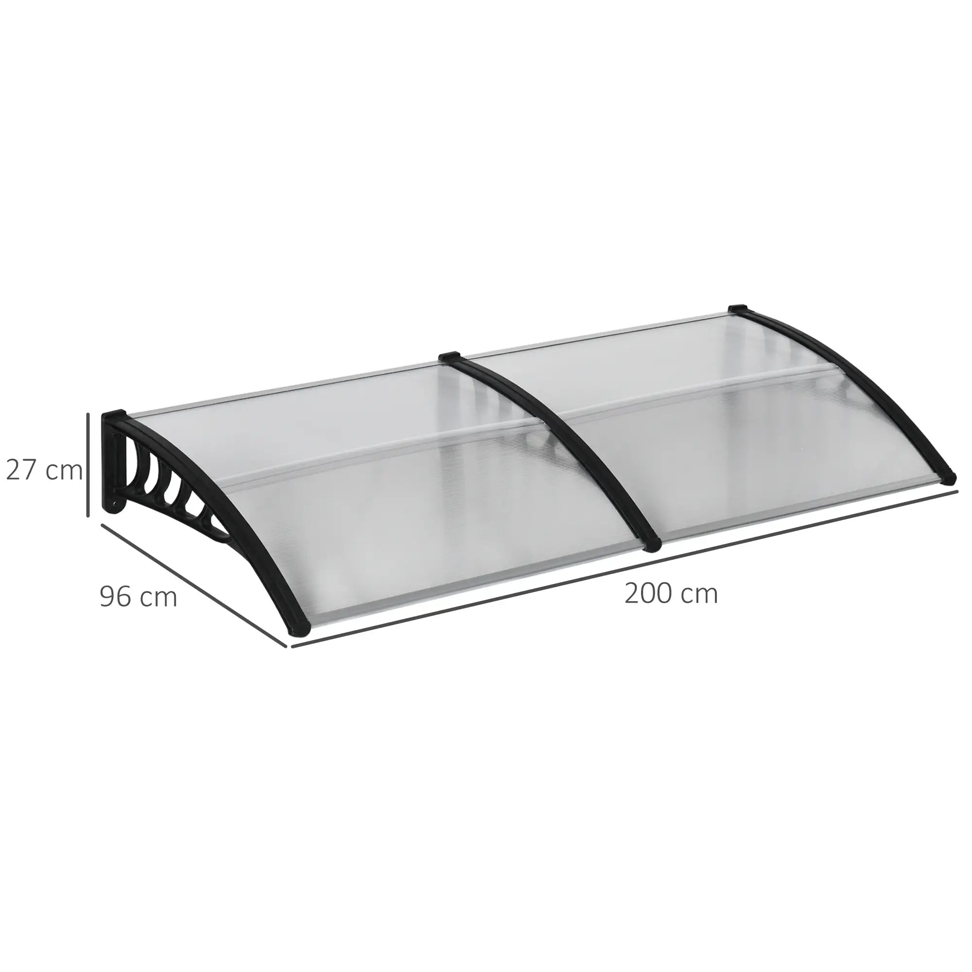 200 x 96cm Clear Curved Door Canopy