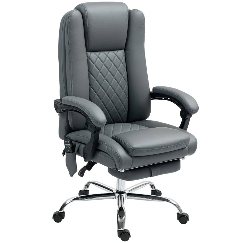 Executive Office Chair with 6-Point Massage & Heat - Ergonomic Light Grey Comfort for Home & Office