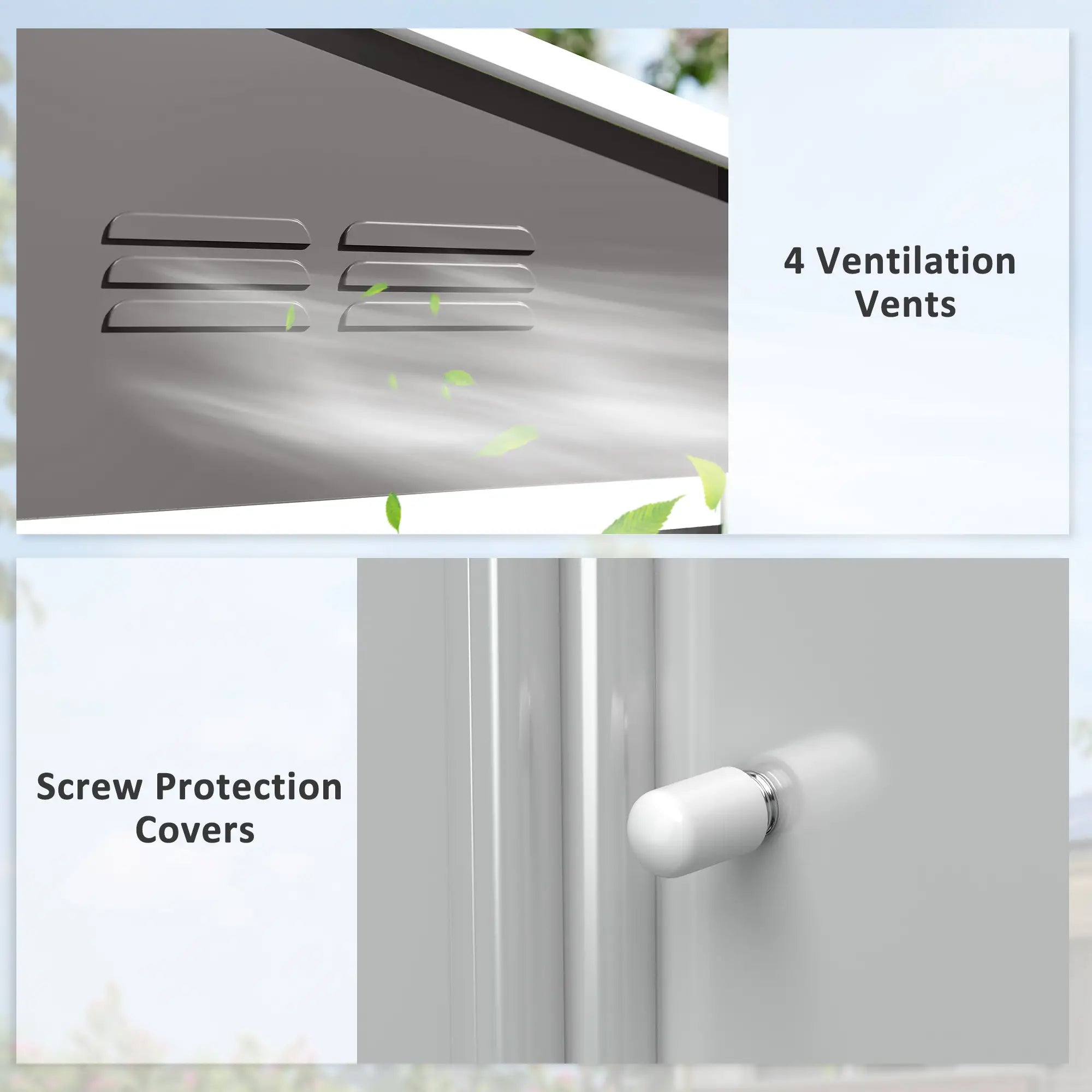 8 x 6ft Galvanised Steel Garden Shed with Lockable Double Sliding Doors – Large Outdoor Metal Storage, Ventilated, Weather & Rust Resistant, Light Grey