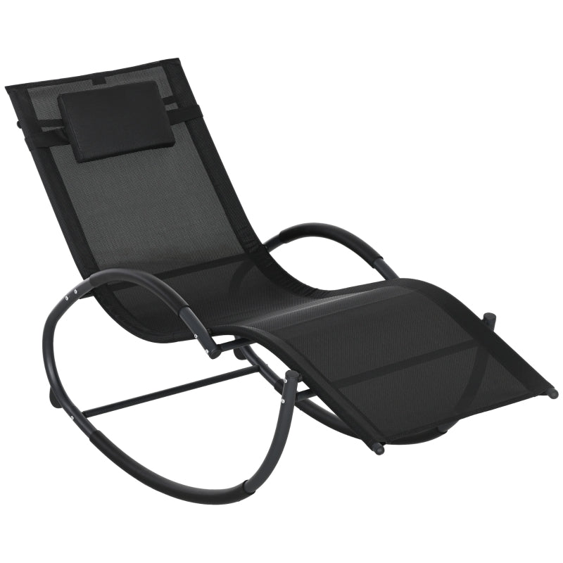 Black Zero Gravity Rocking Chair with Pillow