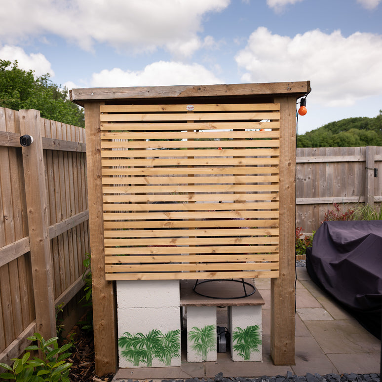 Treated PSE Slatted Panel Pressure Treated Redwood Modern Garden Fence