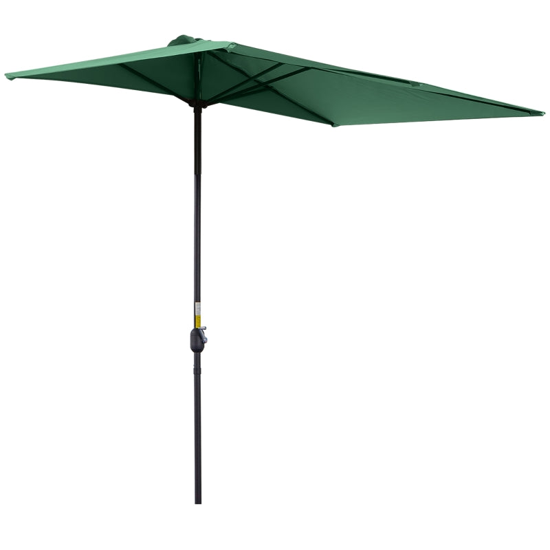 Green Half Round Balcony Parasol with Crank Handle (2.3m)