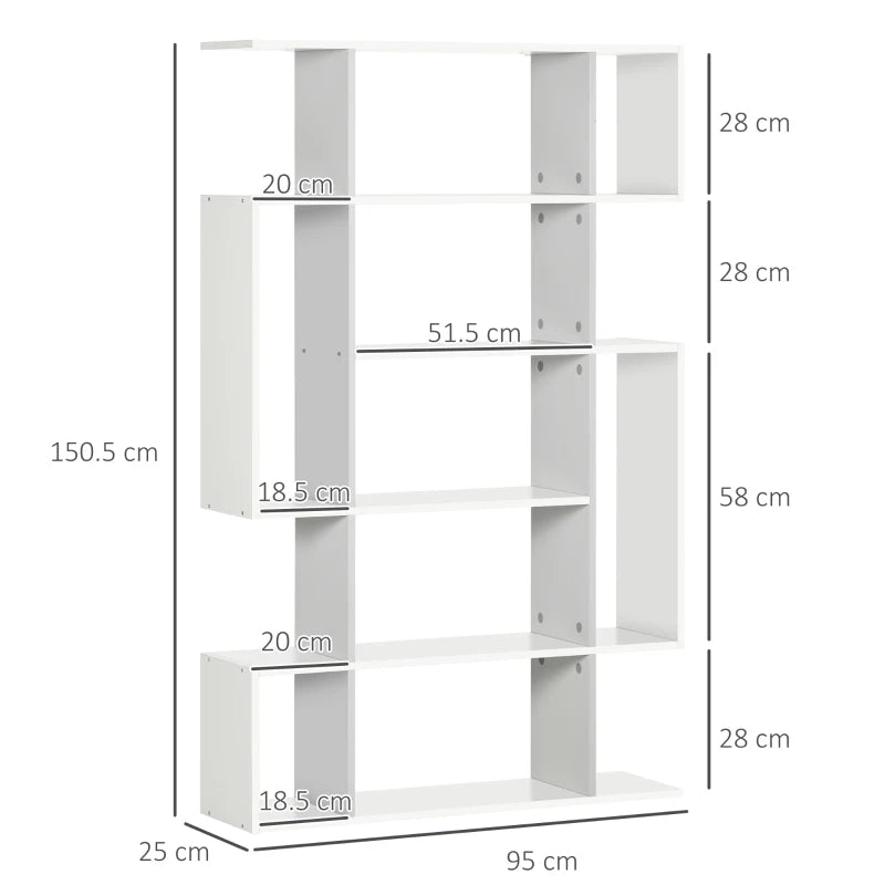 Modern 5-Tier Bookshelf - 13 Open Shelves Freestanding Bookcase for Home Office & Study - Stylish White Storage Solution