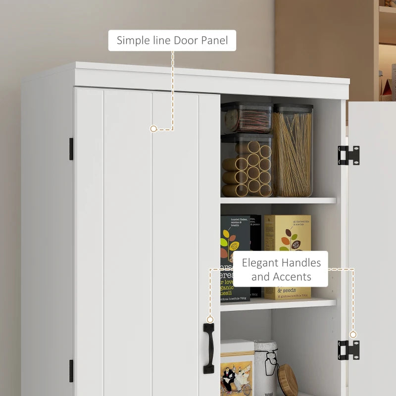 Freestanding 4-Door Tall Kitchen Storage Cabinet with Adjustable Shelves for Home Organization
