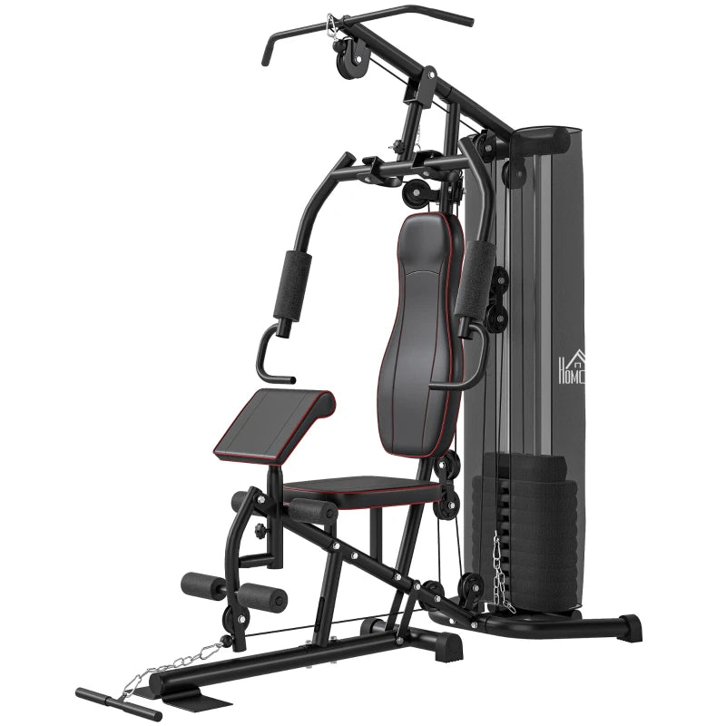 Multifunctional Home Gym Equipment Workout Station with Chest Press Butterfly Press and Leg Developer 45kg Weight Stack Full Body Fitness Machine