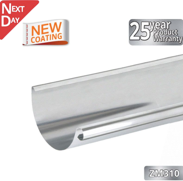 115mm Half Round Galvanised Steel Gutter 3m Length