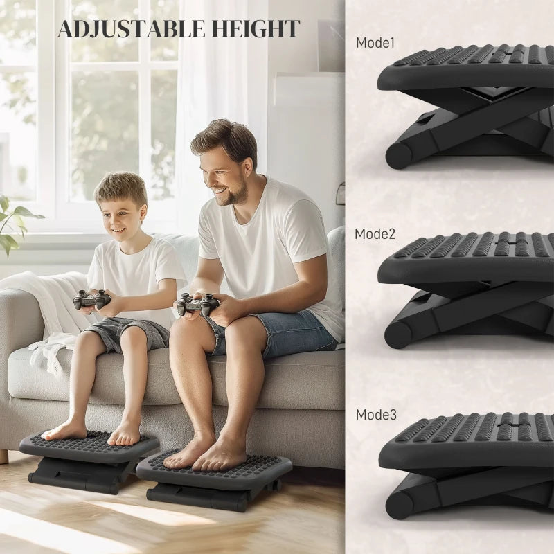 Adjustable Height & Angle Footrest - Ergonomic Tilting Platform for Home Office - Black Foot Rest for Comfort & Support