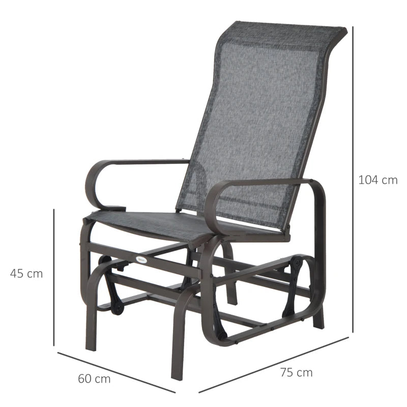 Grey & Brown Outdoor Gliding Rocking Chair - Sturdy Metal Frame