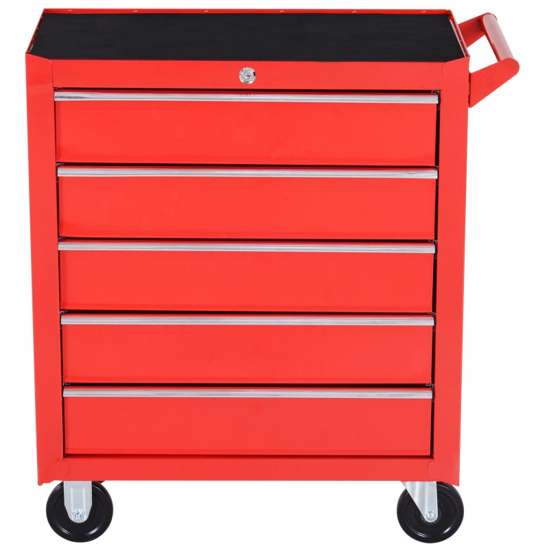 5 Drawer Rolling Tool Cabinet for Garage Storage Box - Red