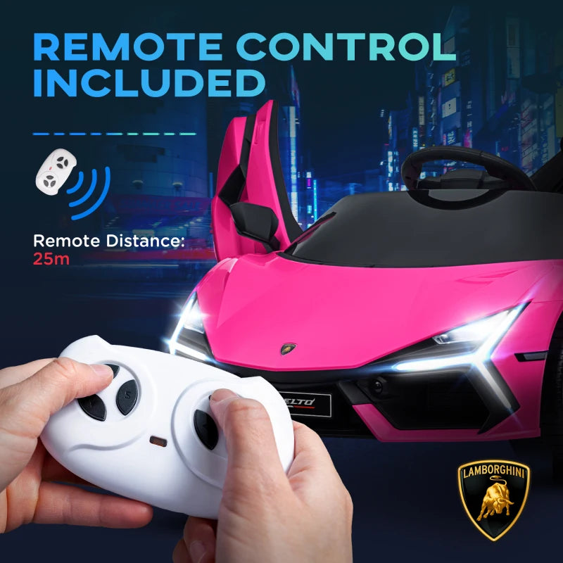 Licensed 12V Lamborghini Revuelto Ride On Car with Butterfly Doors and Remote Control Pink