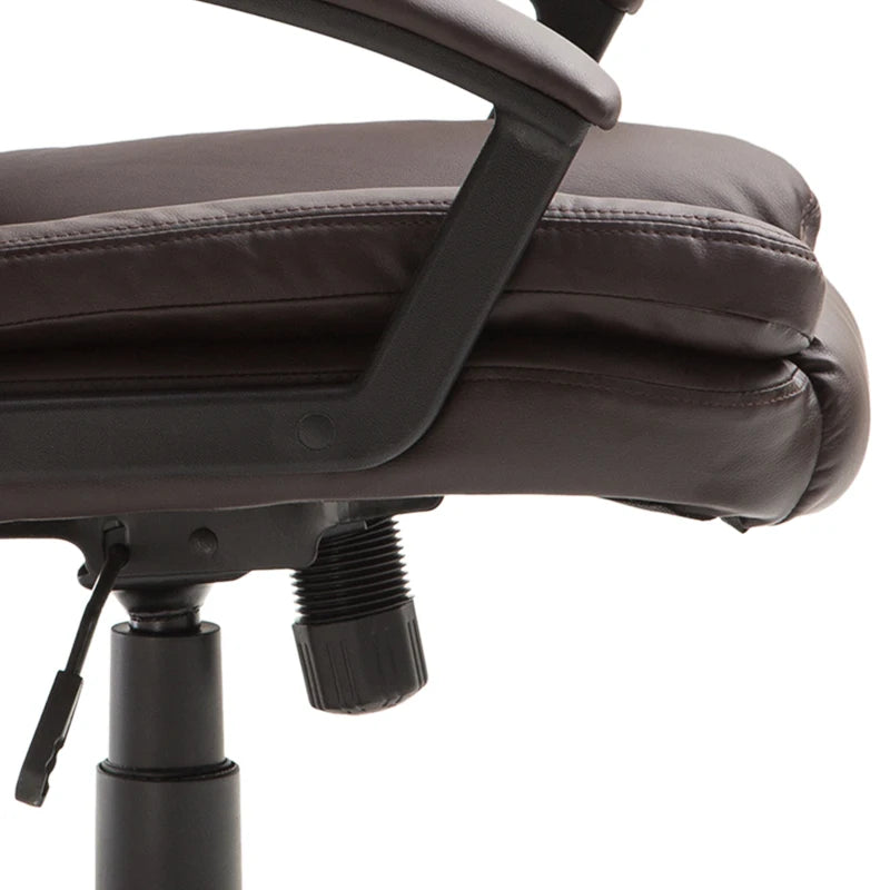 Brown PU Leather Mid Back Office Chair - Adjustable Height, Swivel Rolling Wheels - Ideal for Home Study & Computer Desk
