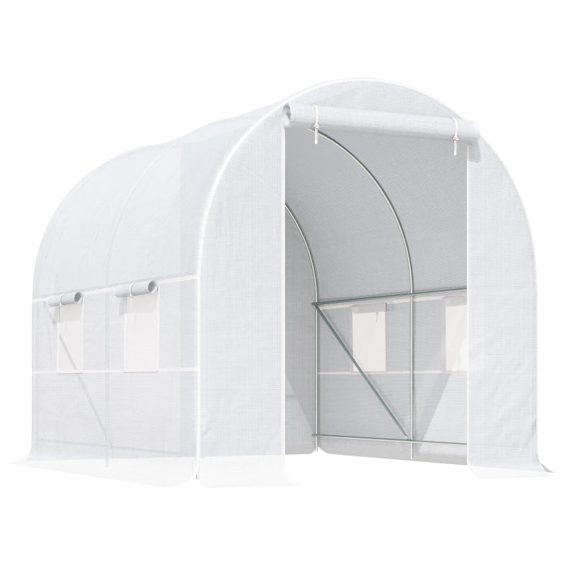 Green Walk-in Garden Greenhouse with Mesh Windows, 2.5 x 2 x 2m